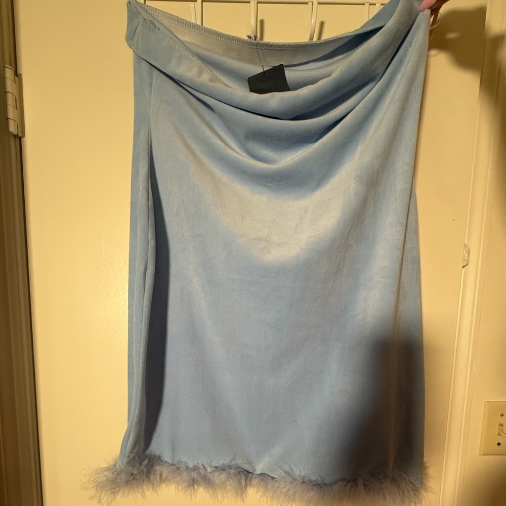 Fashion Nova Light Blue velour tube top dress
size 3X NWT